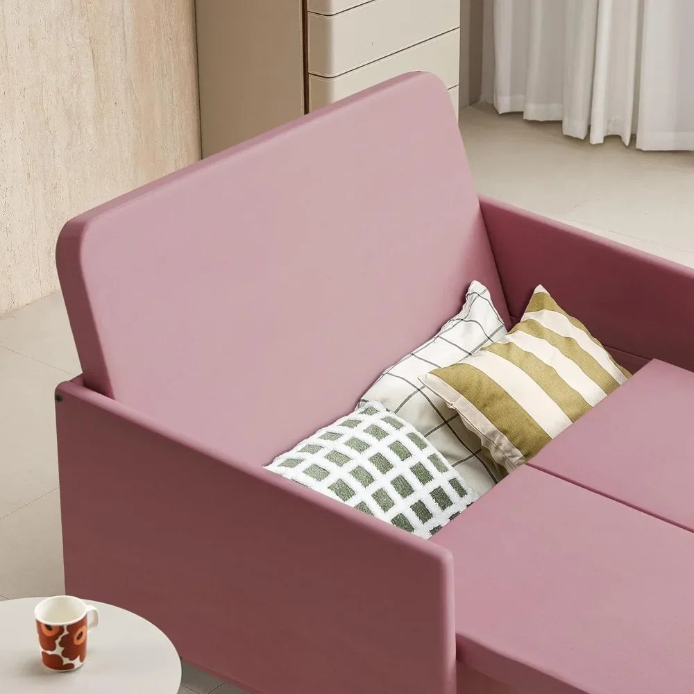 3-in-1 convertible sleeper sofa, loveseat sofa couch with pullout bed and storage for living room, bedroom, balcony, rv, flanne