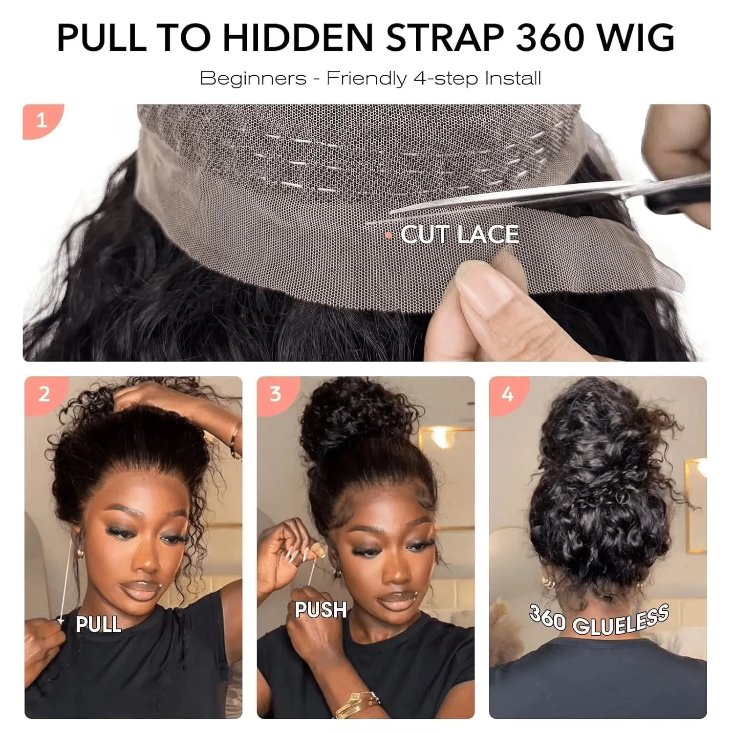 360 HD Full Lace Curly Wigs Human Hair Pre Plucked 13x6/ 13x4 Lace Frontal Wig/ Deep Wave Glue Less Human Hair Ready To Wear 30Inch