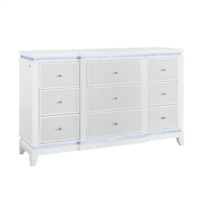 5-Piece Bedroom Set - White King Size Bed with Nightstands, Dresser, and Mirror