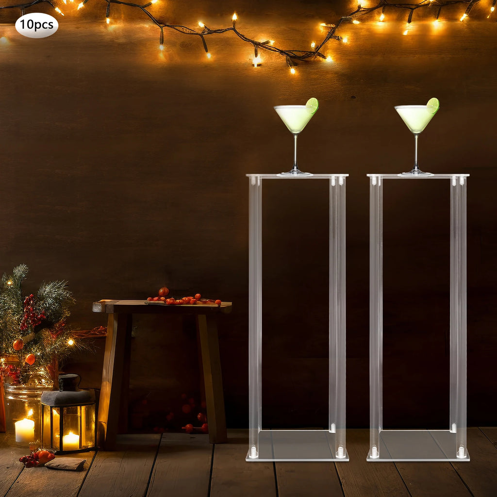 10PCS Acrylic Flower Stand 7.87x7.87x23.62in Clear Wedding Flower Display Rack 6.6lbs Capacity/ Decoration Stand for Party Centerpiece
