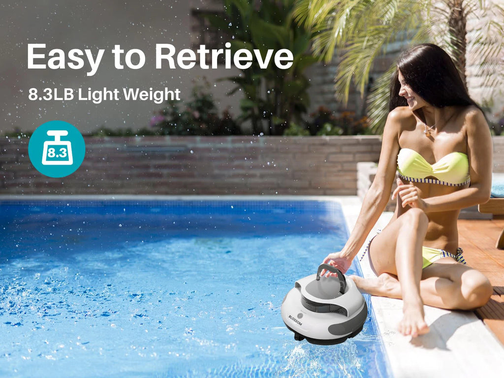 Cordless Pool Cleaner with 5000mah Up to 120 Mins Run Time/ Two Adjustable Path Planning Method/ Ideal Robotic Pool Vacuum Cleaner
