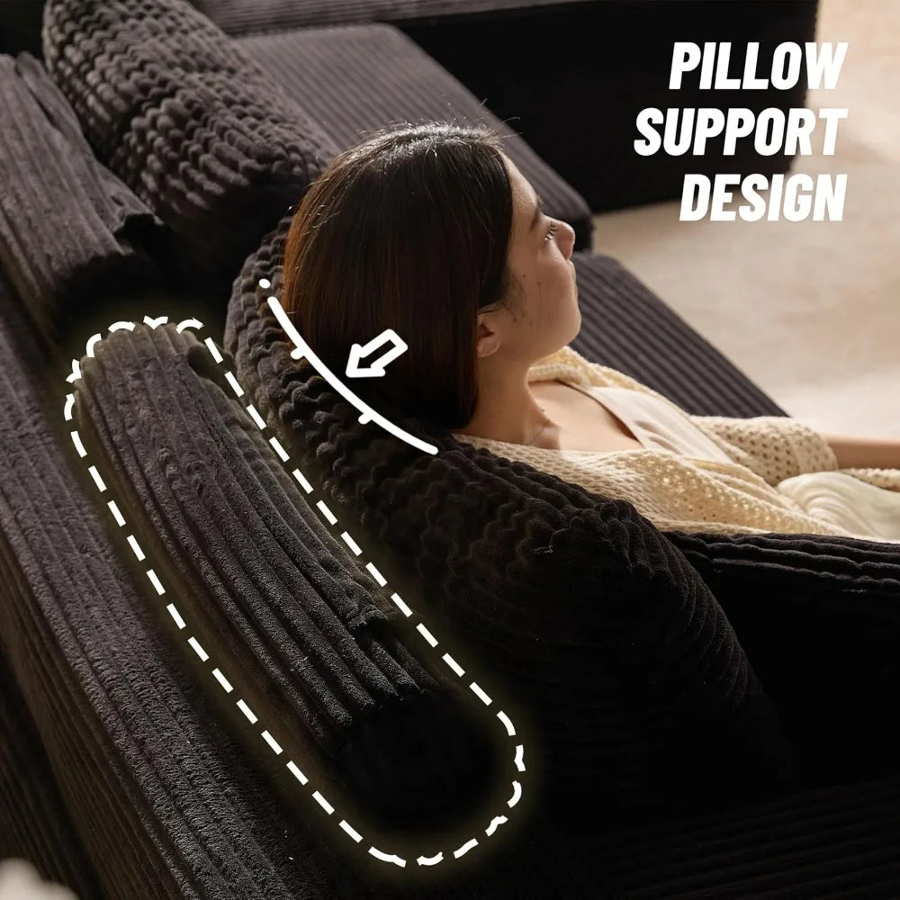 107" Boneless Couch with Deep Seat, Modular Sectional Sofa, Cloud Sectional Couch for Living Room, No Assembly Required, Corduroy