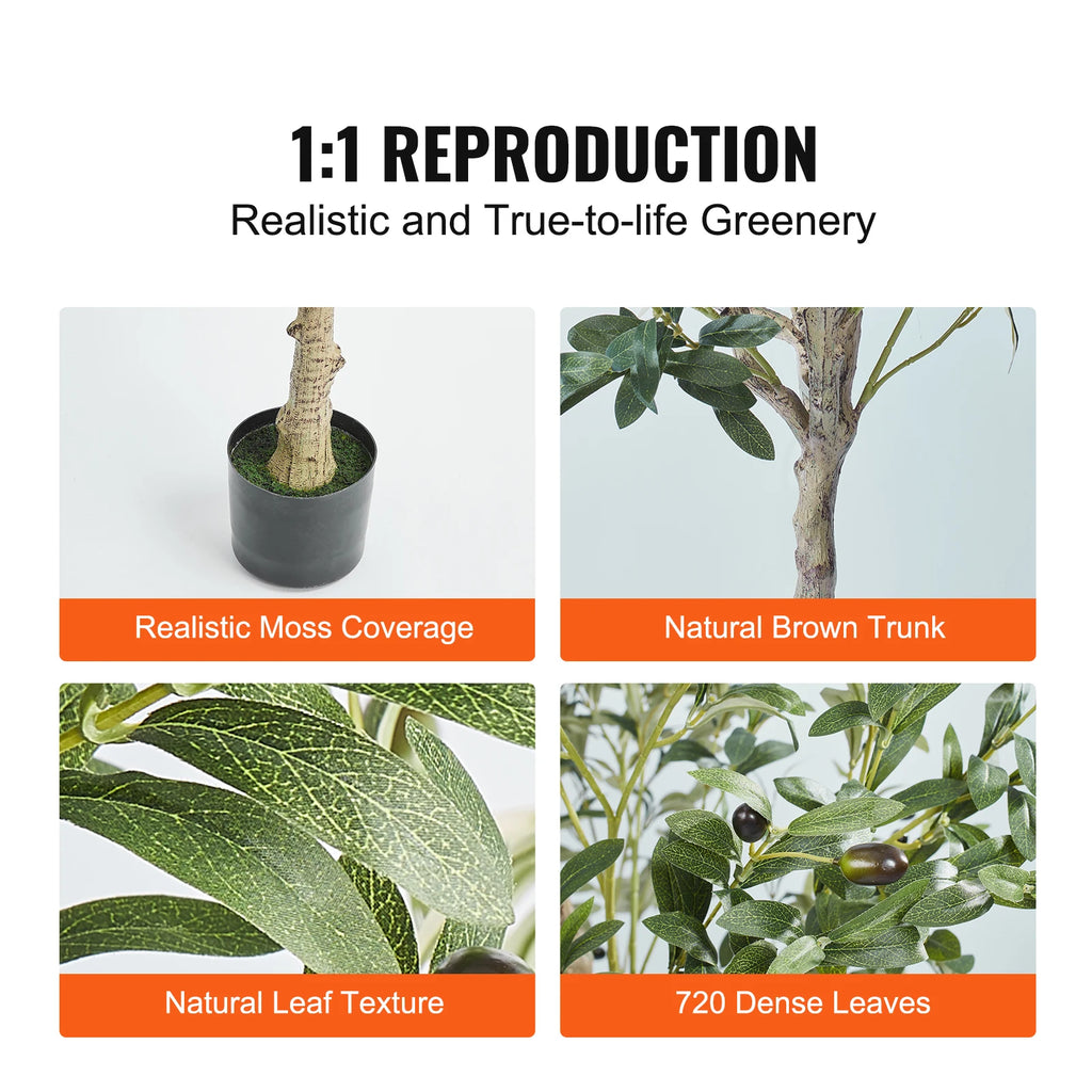 Artificial Olive Tree 4/5/6FT Tall Faux Plant Secure PE Material/ Anti-Tip Tilt Protection/ Low-Maintenance Tree for Home