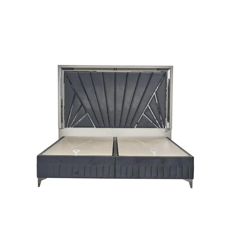 Modern & Contemporary 4-Piece King  Bedroom Set with Wood and Gold Accents in River Sand Grey