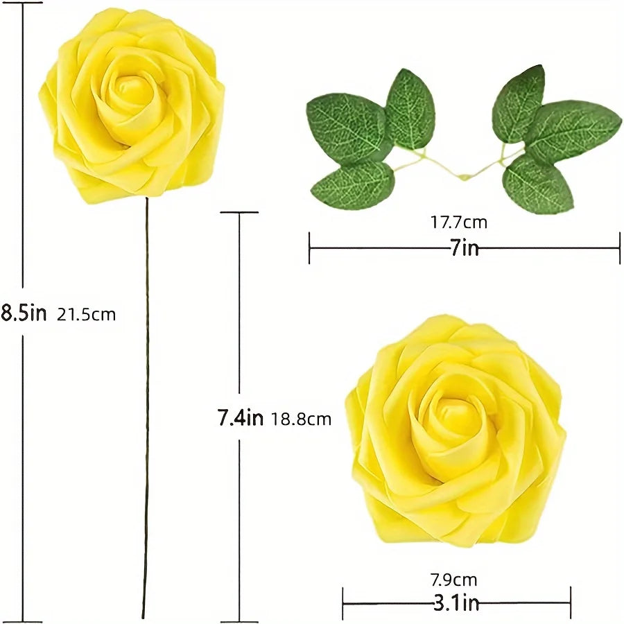 25pcs Artificial Flowers, Fake Flowers Roses W/Stem For DIY Wedding Bouquets/ Centerpieces Arrangements/ Party Home Decorations