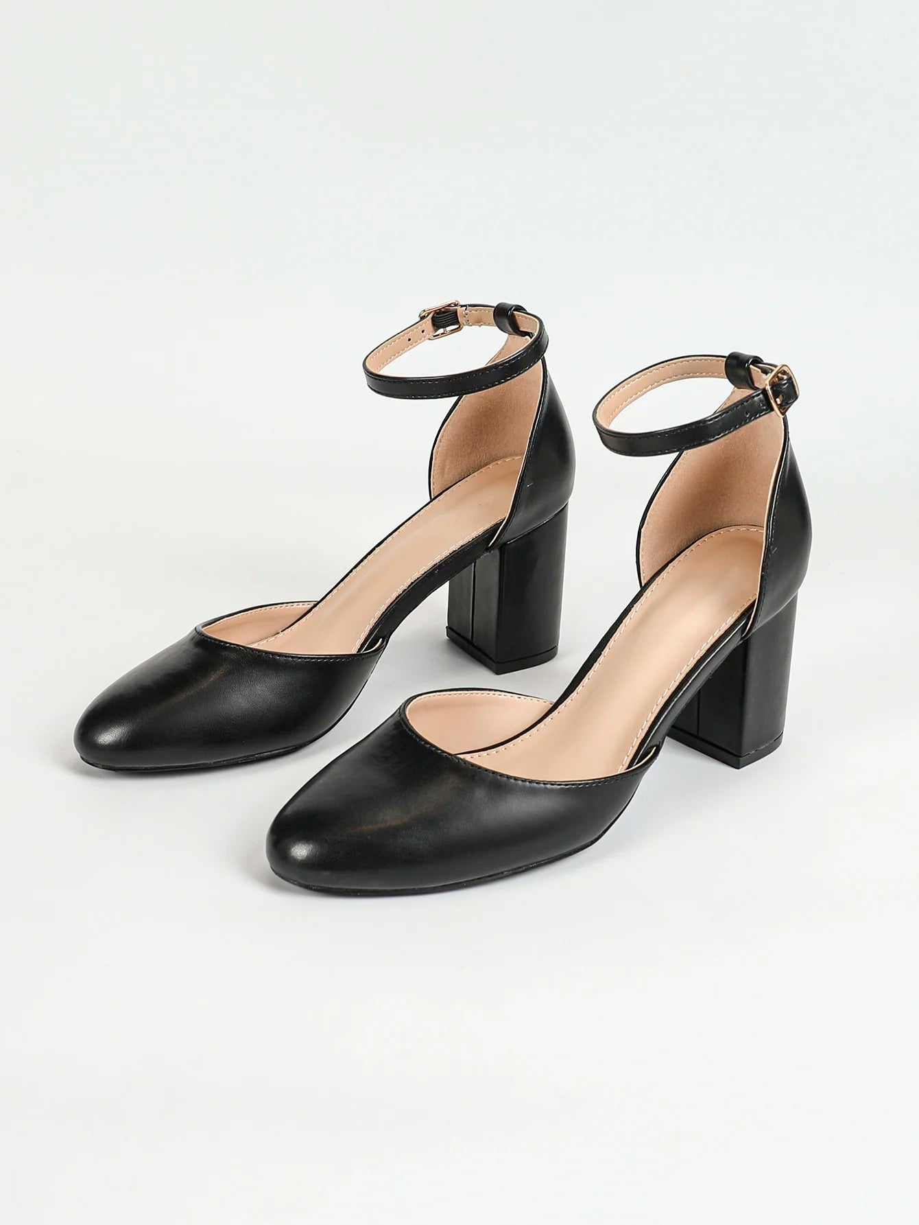 Women's Pointed Toe Low Chunky Block Heels, Comfortable Adjustable Ankle Strap Closed Toe Work/ Wedding Dress Party Pumps Shoes