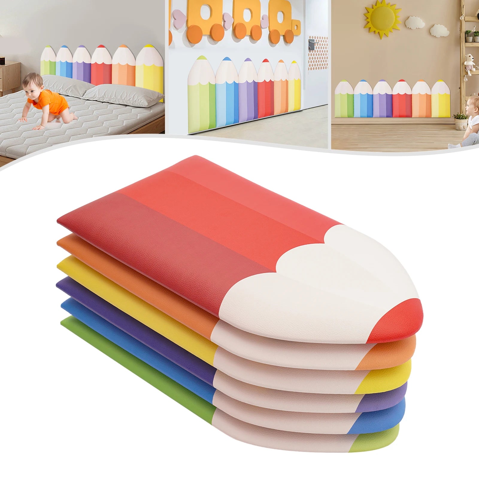 6 PCS Pencil Wall Stickers Anti-Collision Wall Padding for Kids/ Thickness 3cm Self-Adhesive Children's Room Wallpaper