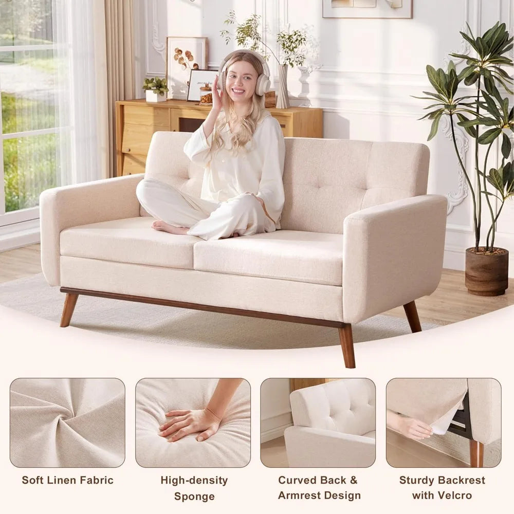 65" Loveseat Sofa Couch, Button Tufted Upholstered
