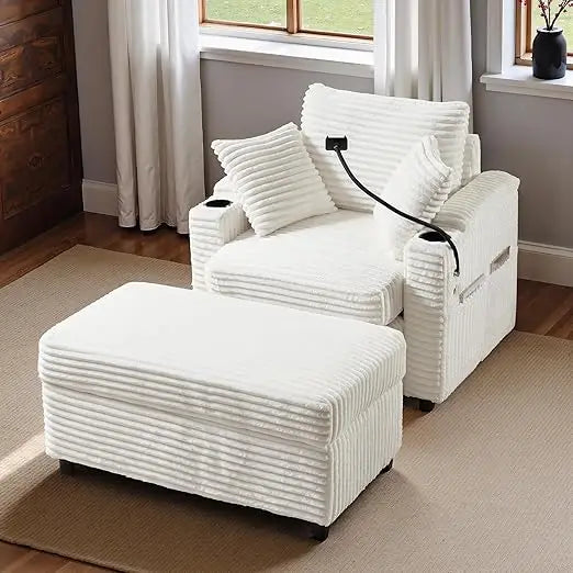Accent Chair with Storage Ottoman