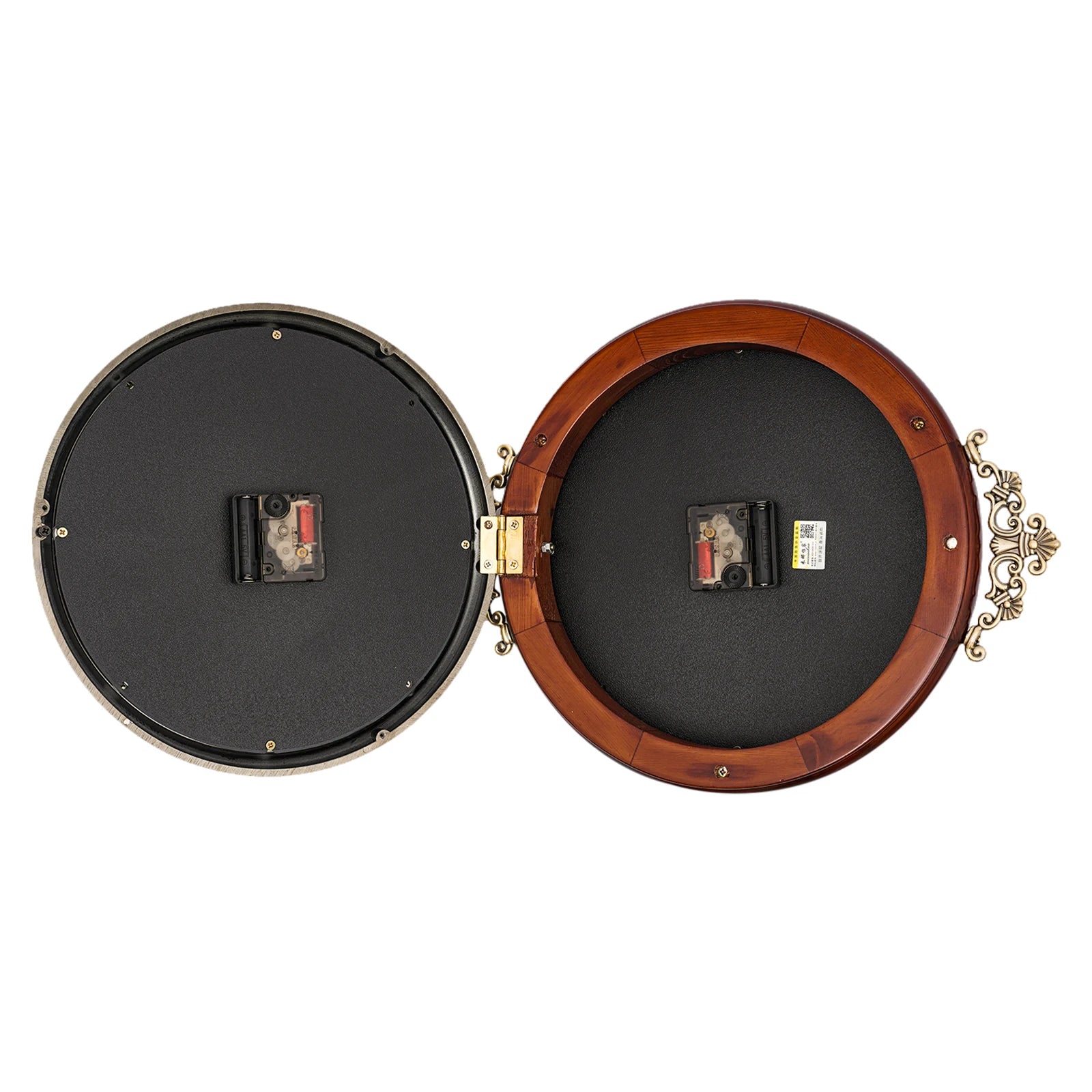 Double-Sided Wall Clock Vintage Style, 12-inch Silent Round Clock with 360° Rotation, Easy-to-Read Dual-Sided Dial for Living Room Office, Brown