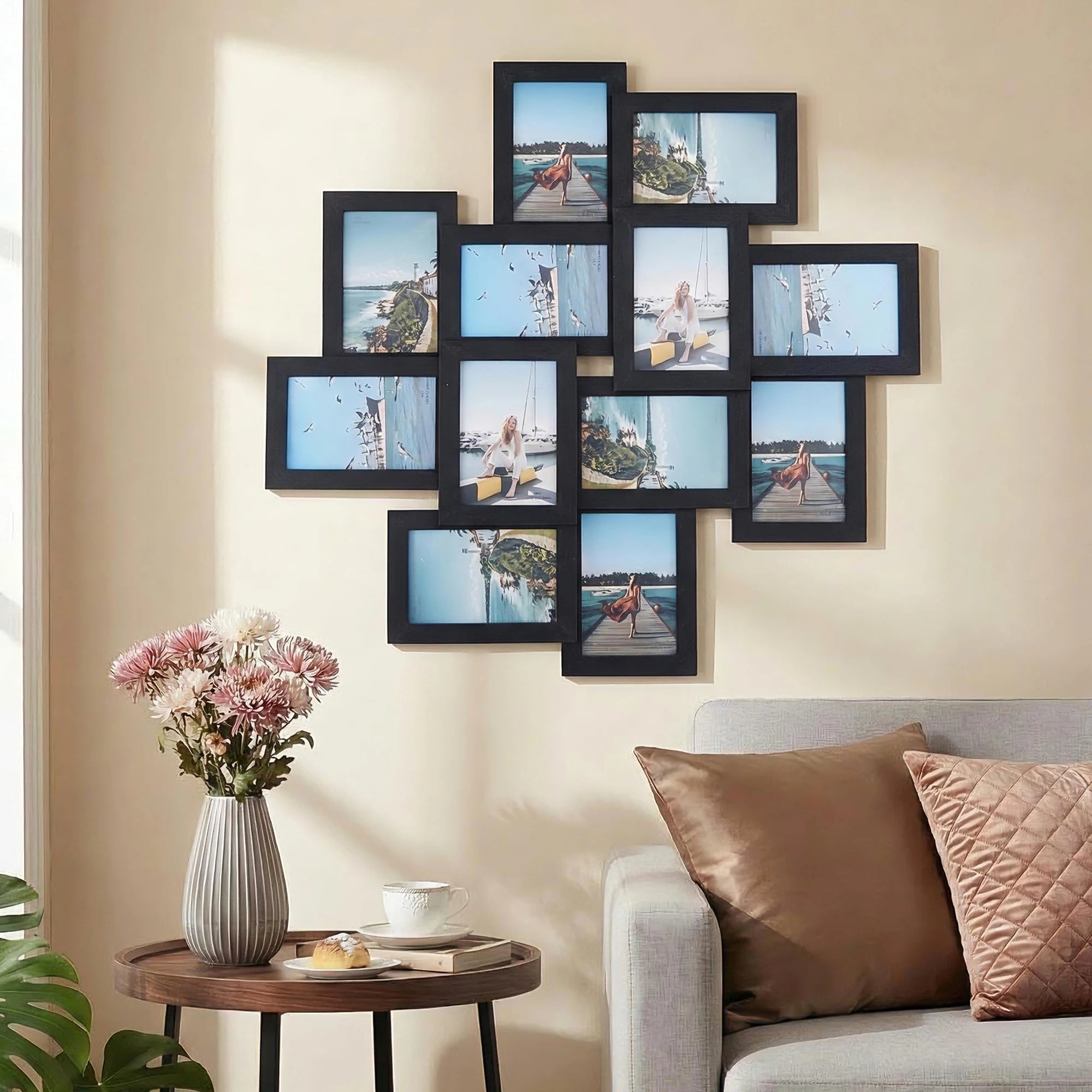 Gallery Collage Photo Frame Set – Black 4x6 MDF Wood Frames with Shatterproof Glass, Easy Assembly, Modern Wall Decor