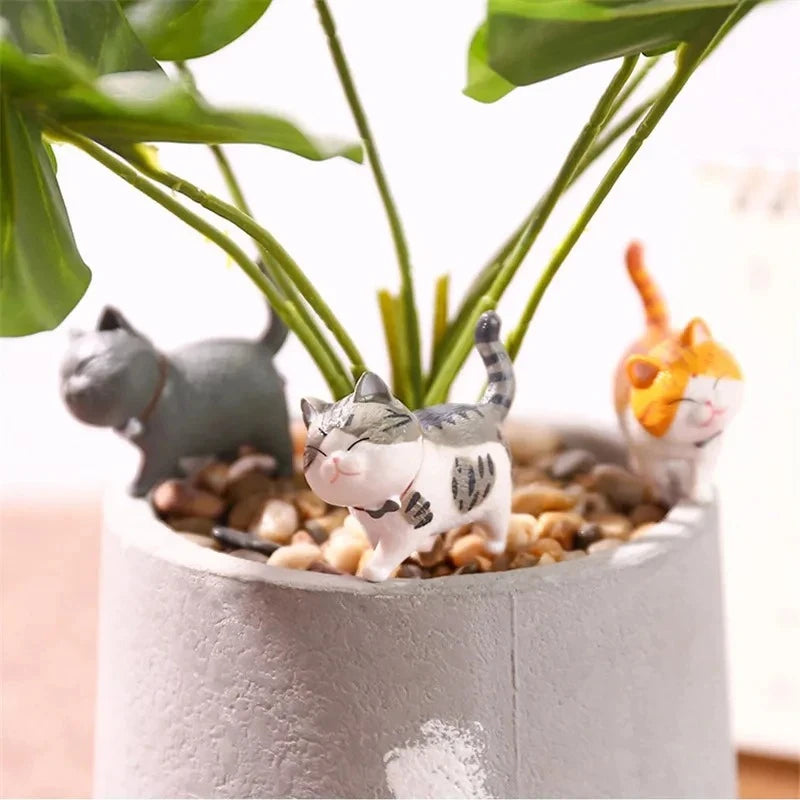 9pcs Cute Cat Ornaments Set, Kawaii Desktop Decor for Home Office, Mini Cat Figurines with Bell, Perfect Birthday Gift