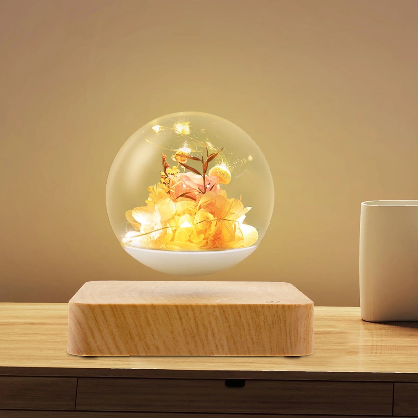 Floating Flower Lamp/ Floating Flowers with LED Light/ Magnetic Levitation Flower Light for Bedrooms/Tables/Offices/Living Rooms