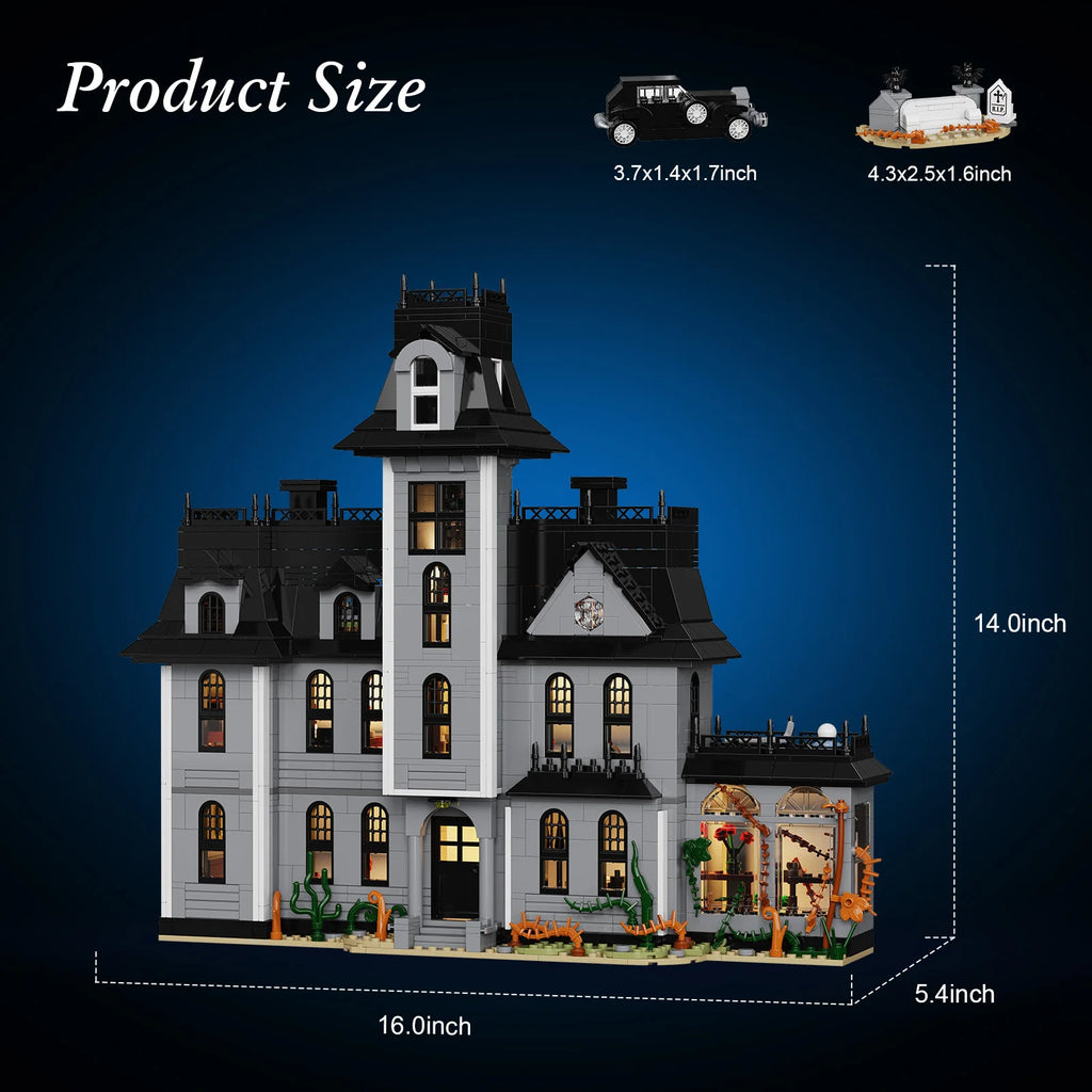 Gothic House Building Blocks Set/ Nightfall Manor Architecture /Bricks Creative Home Decoration/ Desktop Ornament/ Halloween Gift for Adults