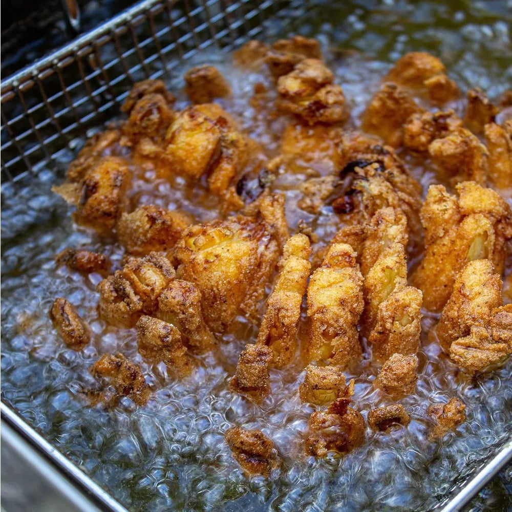 700-725 2.5-gal Stainless Bayou Fryer Freestanding or Table Top Includes Stainless Mesh Basket, Fry Thermometer, Drain Valve High