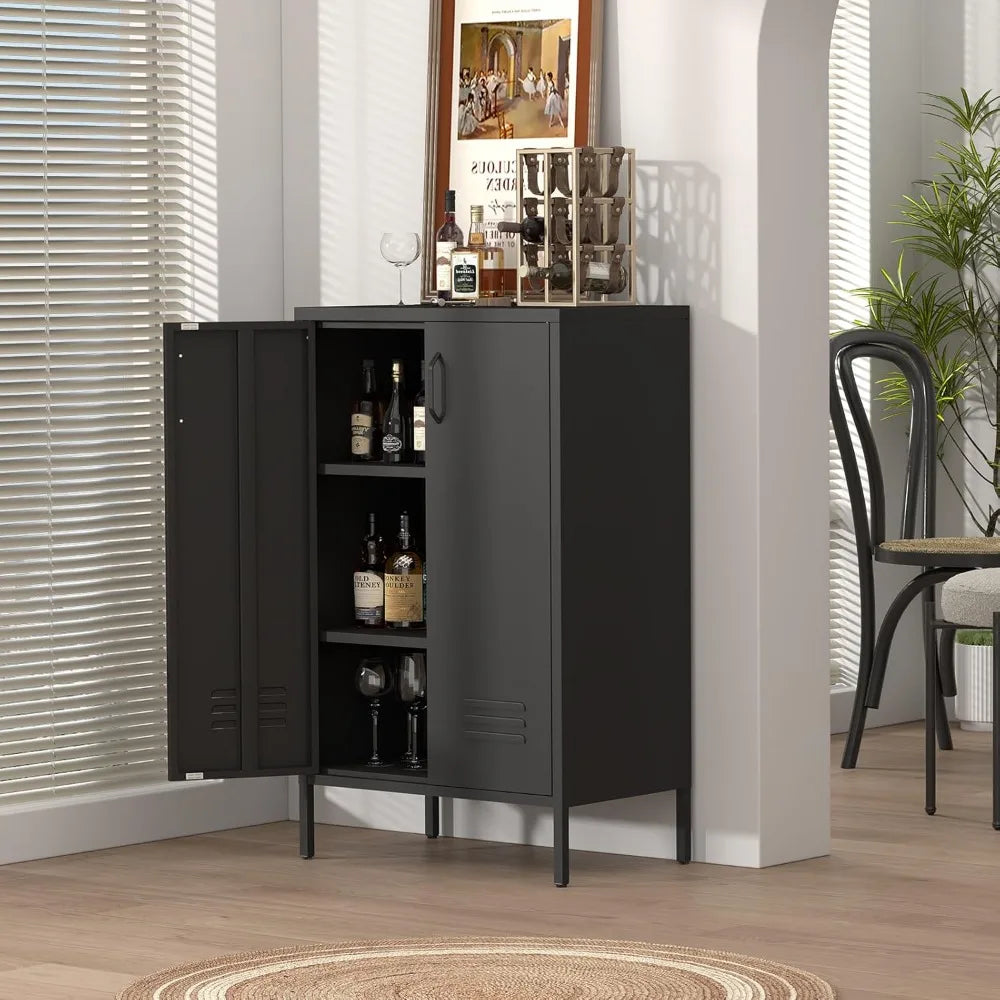 Metal Storage Cabinet,2 Door Locker Cabinet with Adjustable Shelves, Metal Cabinets with Doors, Shoe Cabinets for Living Room