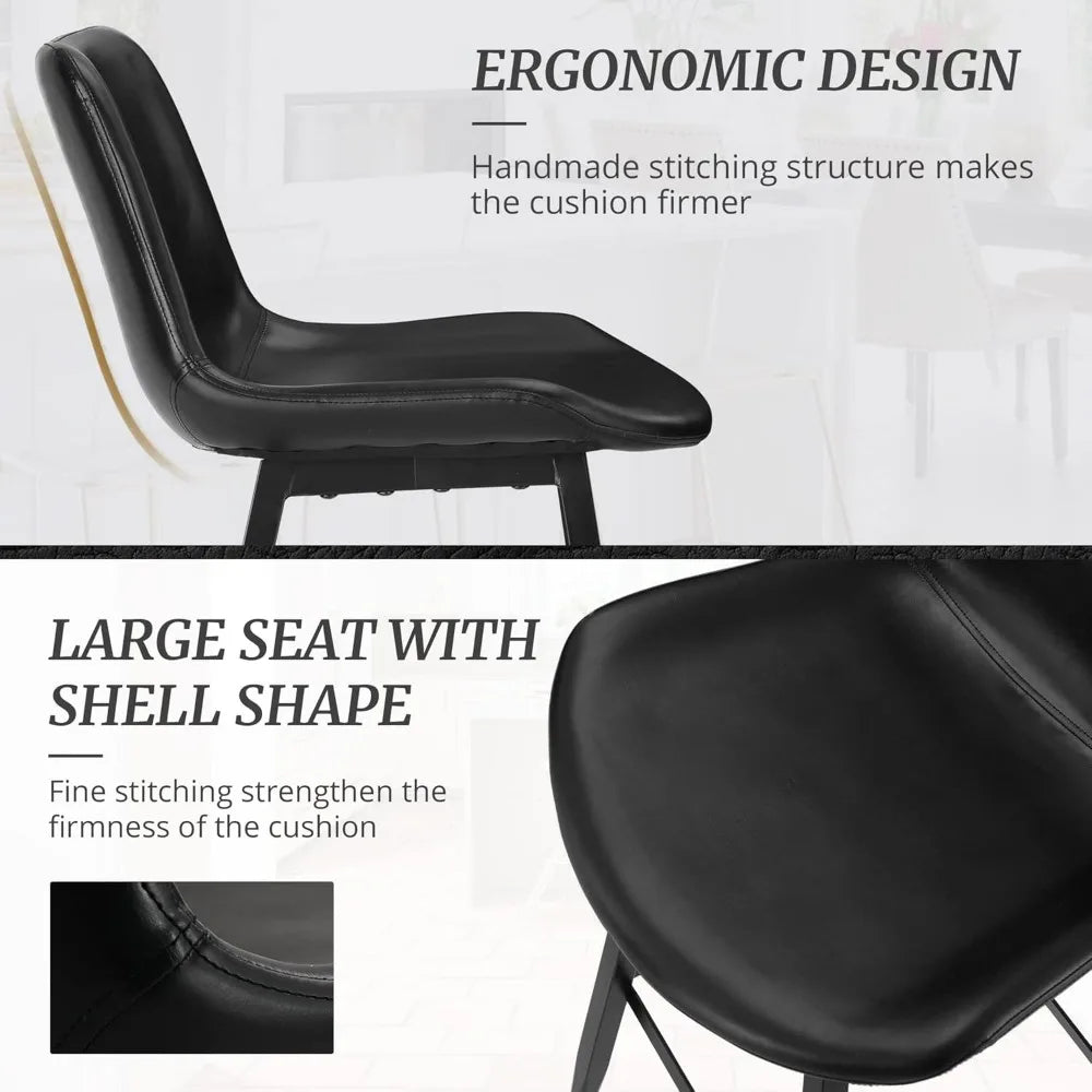 Set of 3 Modern Faux Leather Counter Stools with Backrest and Footrest for Kitchen/Bar