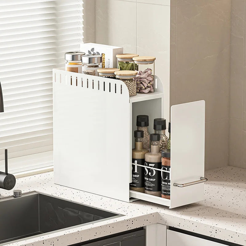 Kitchen Spice Organizer Kitchen Pull Out Seasoning Drawer Rack Countertop Dustproof Cup Storage Rack Multipurpose Spice Cabinet