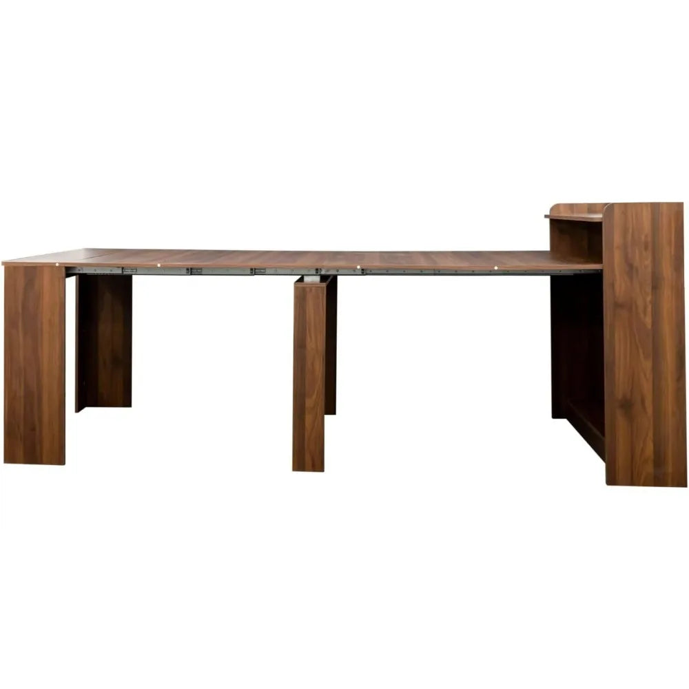 Expandable Dining Table for 1-10 People: 30 to 88.4" Long, Folding Storage, Modern Rustic Style, Rectangular Wood Design