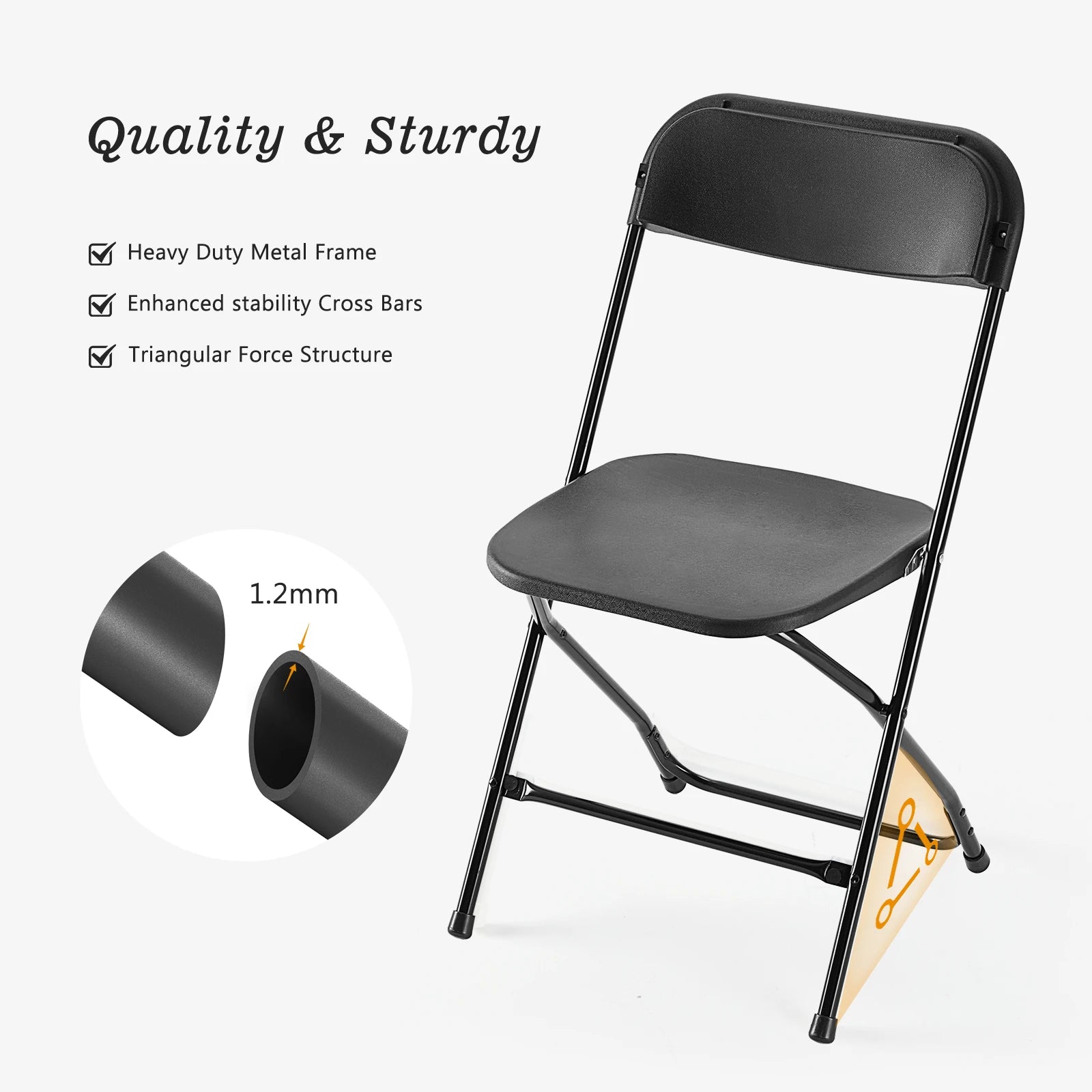 JHK Plastic Folding Chair 4/6 Pack 330LB Load Capacity Living Room Dinner Chairs Lightweight Portable Indoor/Outdoor Home Office