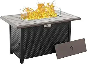 45 Inch Fire Table for Outside 60000 BTU Steel Gas Fire Pit Outdoor Fire Pit Table