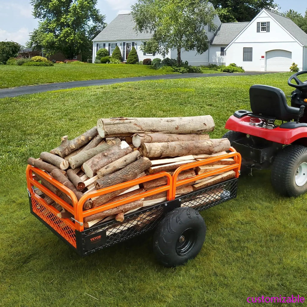 Heavy-Duty 1500lbs Capacity Yard Garden Trailer with 15 Cubic Feet Dump Cart for Lawn and Garden Use