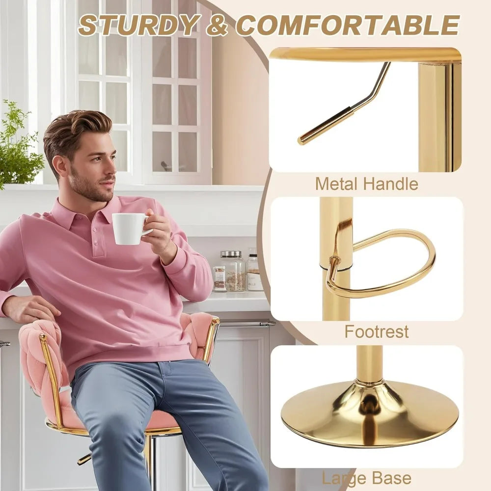 Set of 2 Adjustable Counter Height Bar Stools