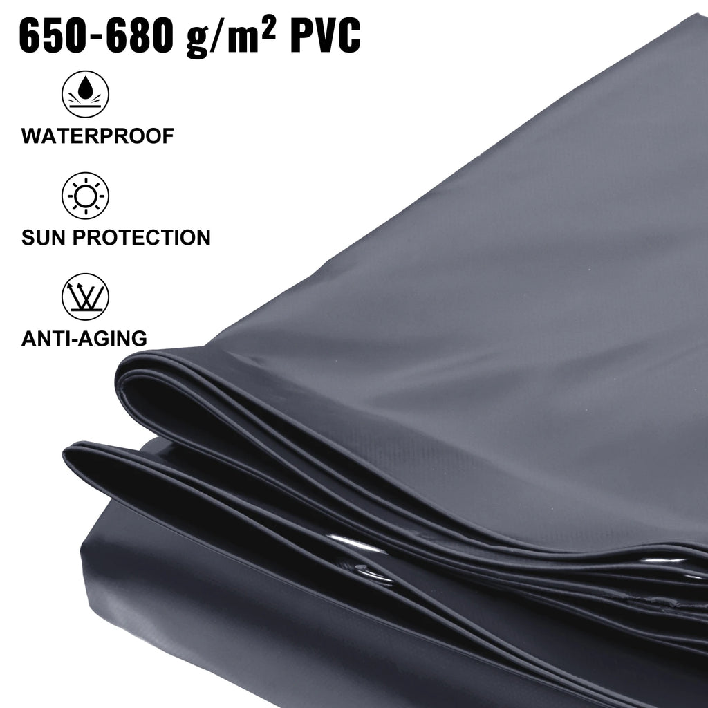 Pool Safety Cover In-ground PVC Rectangular Solid Charcoal Pool Covers for Swimming Pool Winter Protection Cover