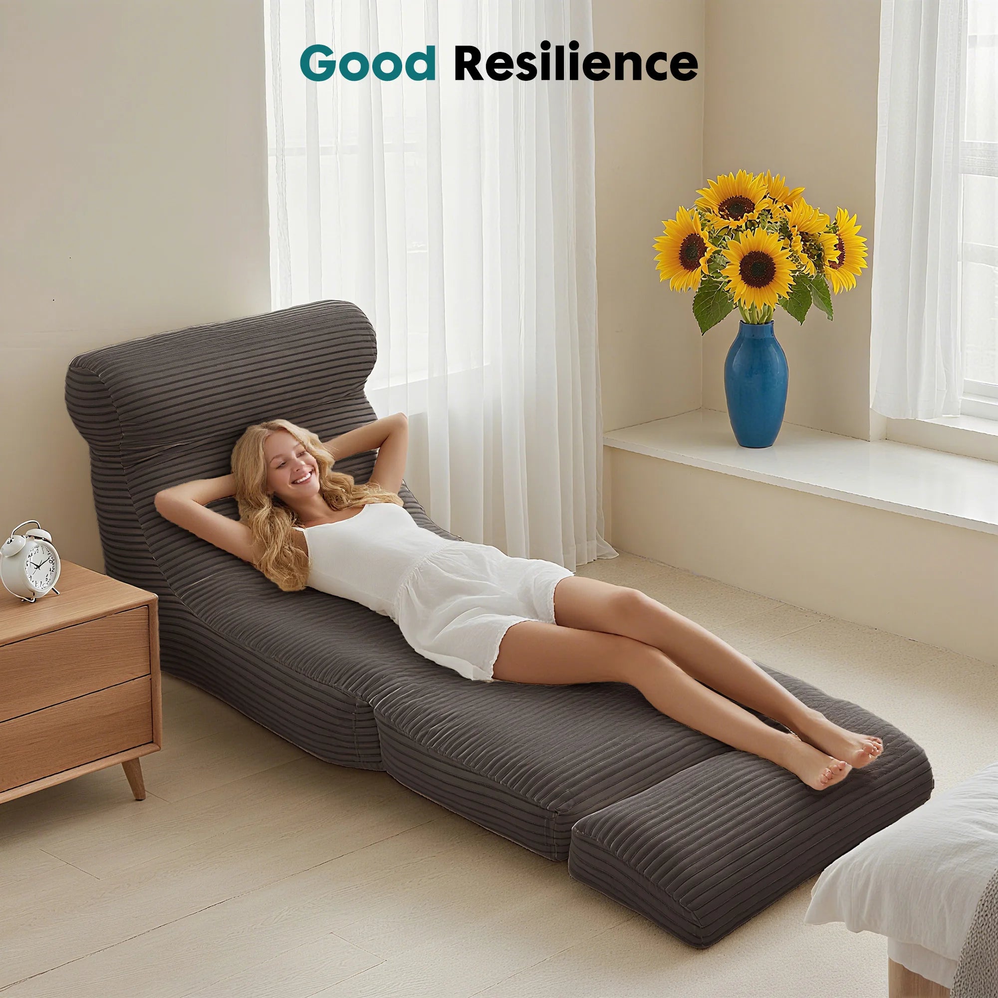 Ergonomic Folding Sofa Bed/ Modern Corduroy , Convertible Comfy Sleeper Chair for Bedroom