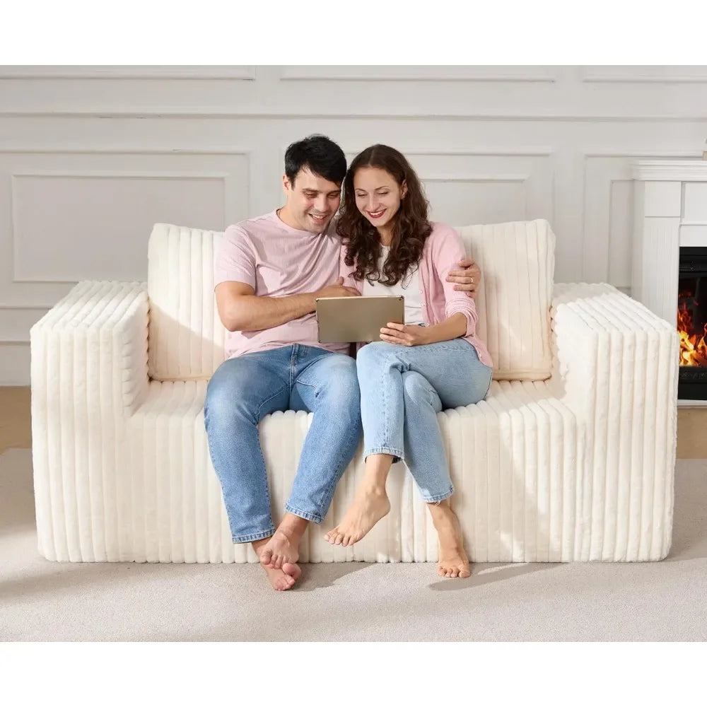 Modular Sectional Sofa 2 Seater Loveseat Modular Couch with Deep Seat Memory Foam Cloud Chair with Pillows Oversized Sectional