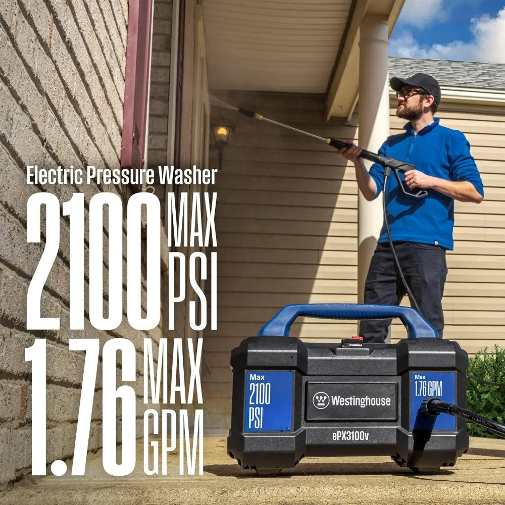 ePX3100v High-Pressure Electric Washer, 2100 PSI, 1.76 GPM, Portable with Foam Cannon and Pro-St