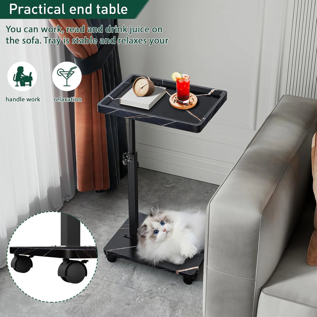 15.74x11.81 Inch Coffee Table C-Shaped Simple Mobile Rolling Storage Desk Home Bedside Corner Sofa Cabinet Family Side Tables