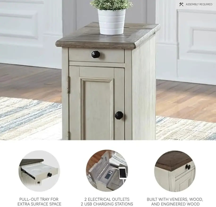 Ashley Furniture Signature Design-Bolanburg Chairside Chair Side End Table, 14"W x 24"D x 23"H, Whitewash