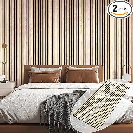 Oak Wood Veneer Acoustic Wall Panels - 2-Pack for Interior Decoration, 12.6 Wide x 94 Tall