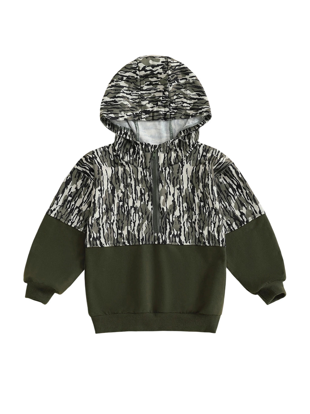 Children s Camouflage Print Half Zip-up Long Sleeve Hooded Sweatshirt/Casual Toddler Pullover Jacket Coat for Girls/Boys