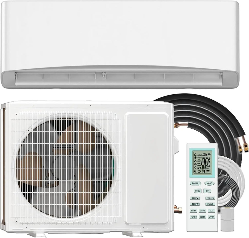 Mini Split AC/Heating System, Energy Efficient Inverter AC Unit with 1 Ton Heat Pump, 12000 BTU Air Conditioner