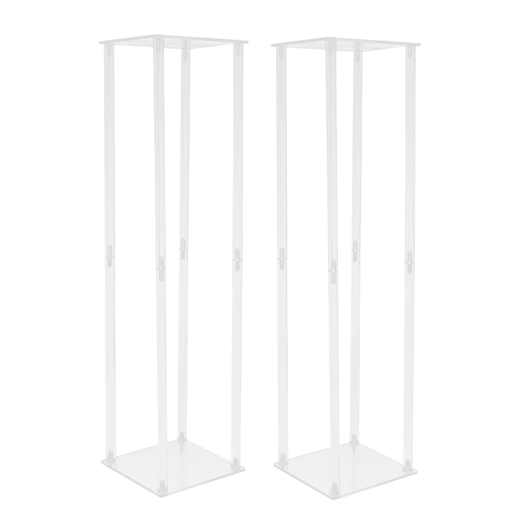 2PCS Acrylic Clear Wedding Flower Stand 100cm Wedding Geometric Flower Vase Column Stand for Wedding Party Table Centerpiece