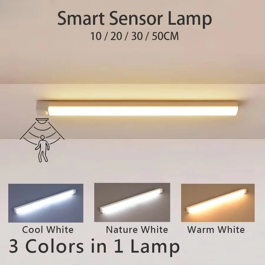 LED Motion Sensor Light Wireless USB  Rechargeable Night Light Portable Induction Lamp for Cabinet/ Wardrobe/ Staircase