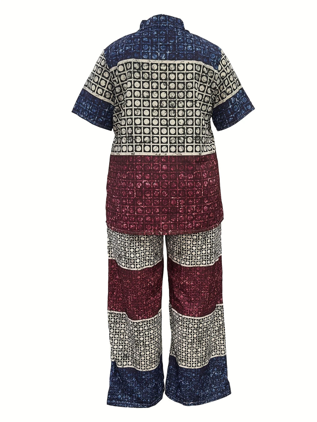 Trendy European And American Style Casual Set With Blue, White, And Red Plaid And Polka Dot Design