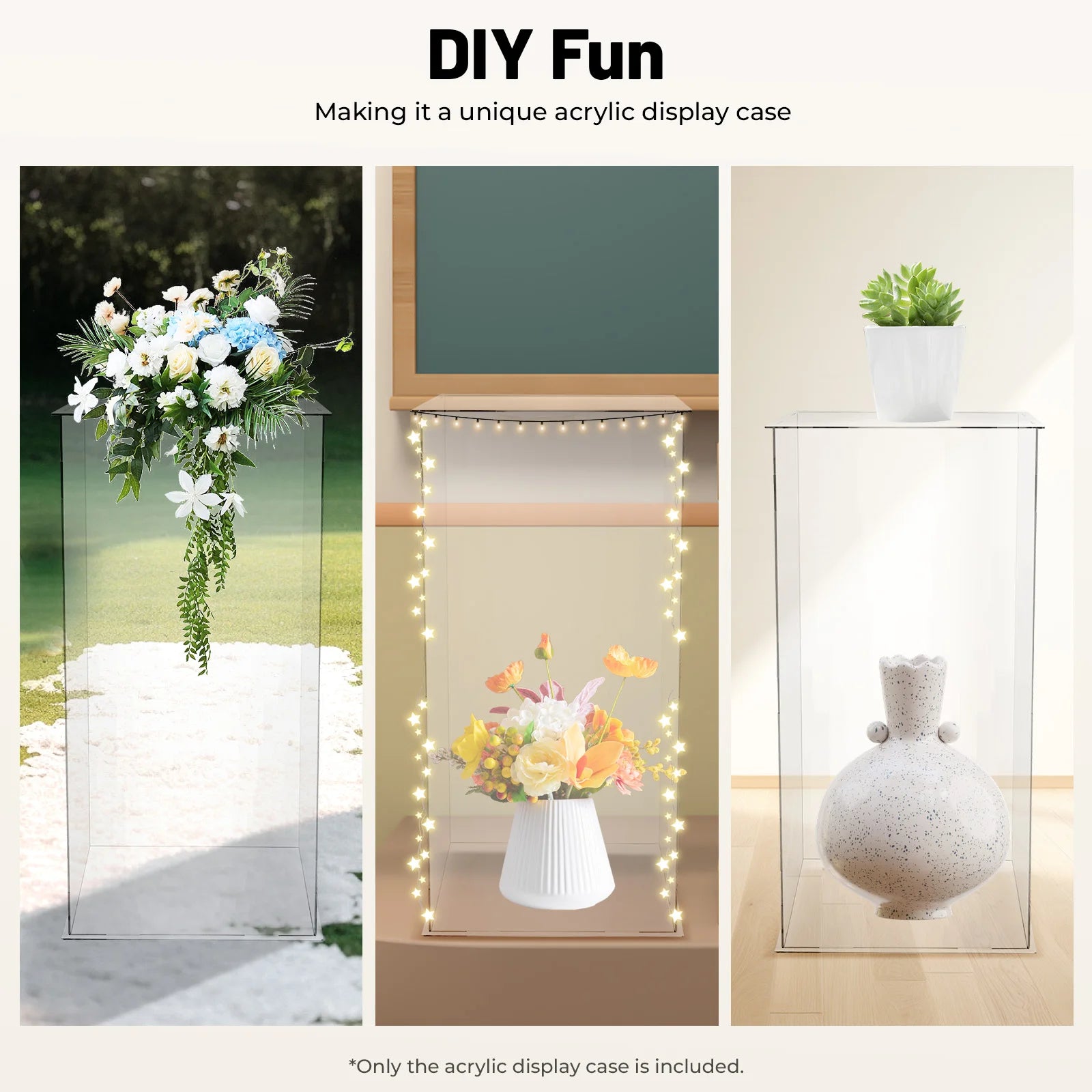 Acrylic Display Stand Freestanding Case/ Acrylic Display Box For Action Figures/ Collectibles/ Flowers 30*30*60cm