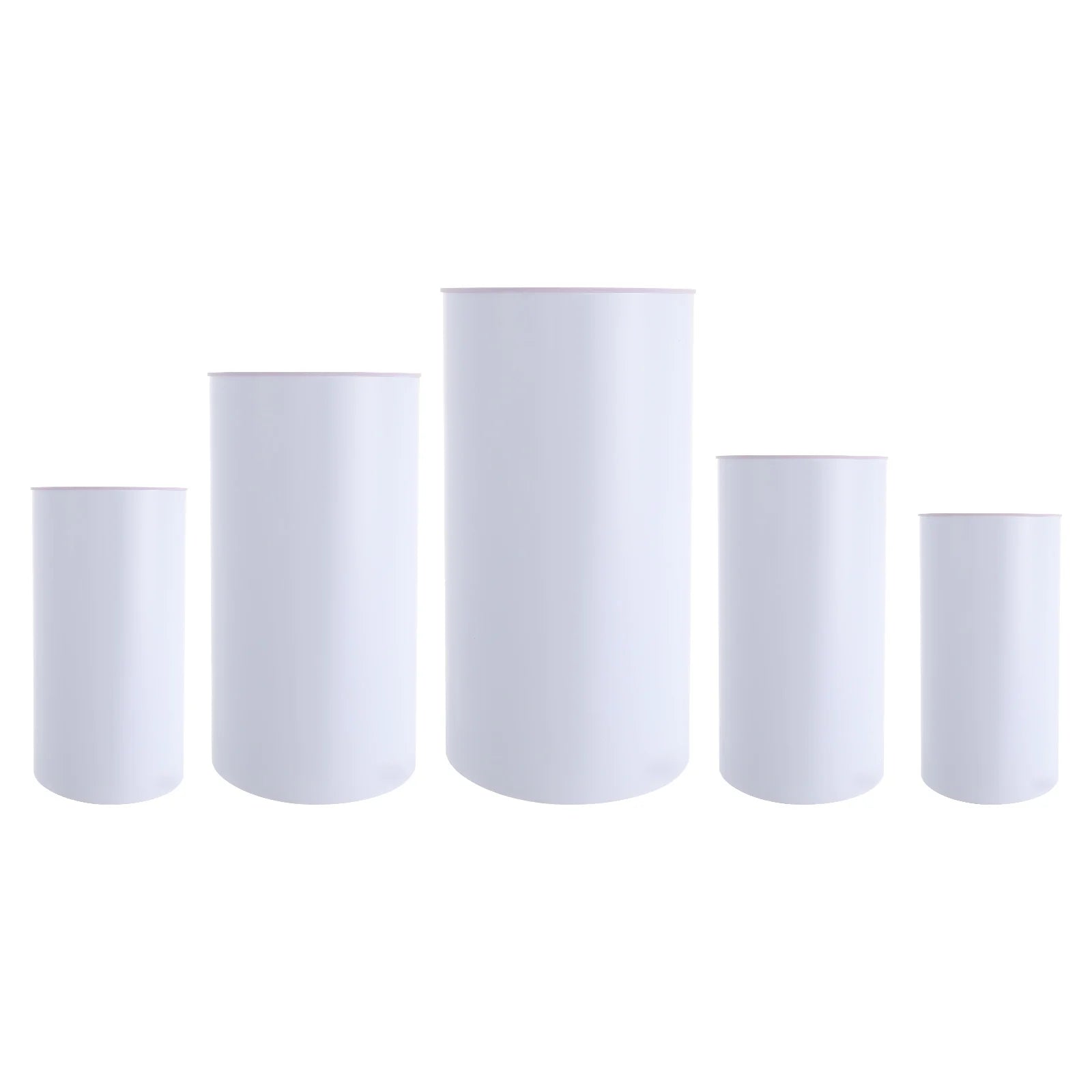 5PCS Round Cylinder Dessert Cake Ornament Table White PVC Round Cylinder Pedestal Stand  Cake Display Stand for Party Wedding
