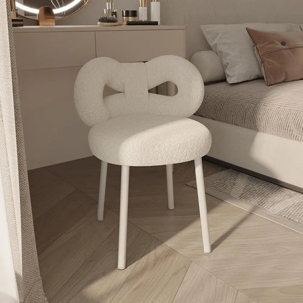 Vanity Stool with Bowknot Backrest Living Room Women/Girls Bedroom Makeup Chair