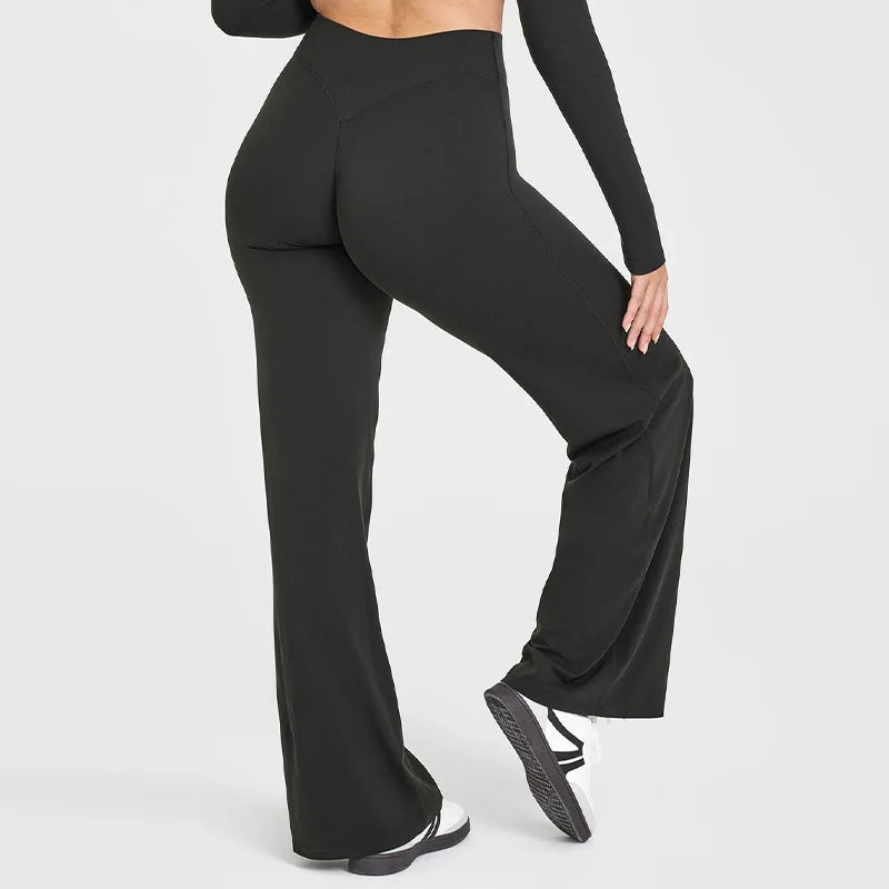 NCLAGEN Sport Trousers Straight-Leg Pants Ultra Soft Butter Fabric Women's Mid-Waist Yoga Pants GYM Naked Feel Pilates Running