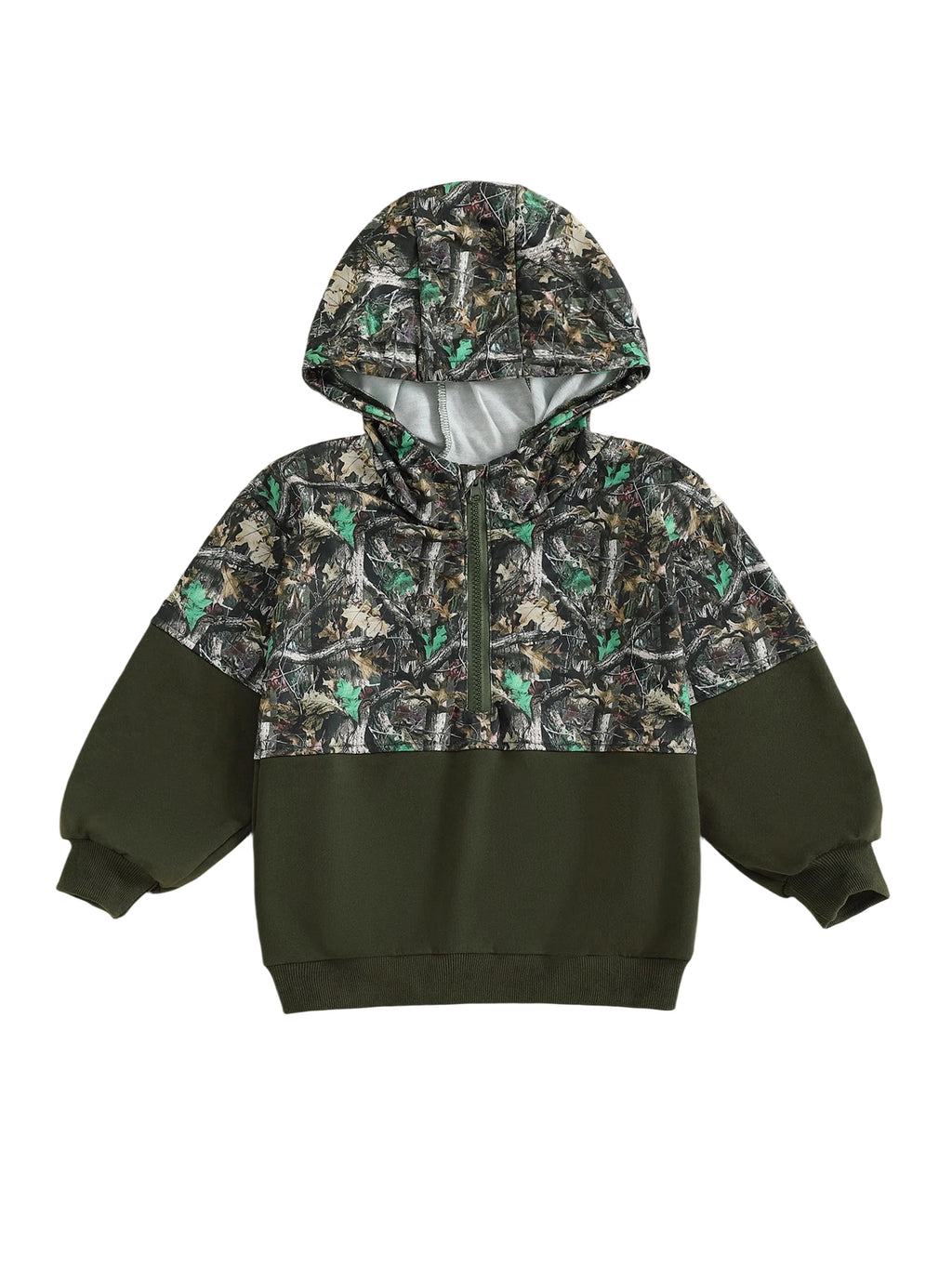 Children s Camouflage Print Half Zip-up Long Sleeve Hooded Sweatshirt/Casual Toddler Pullover Jacket Coat for Girls/Boys