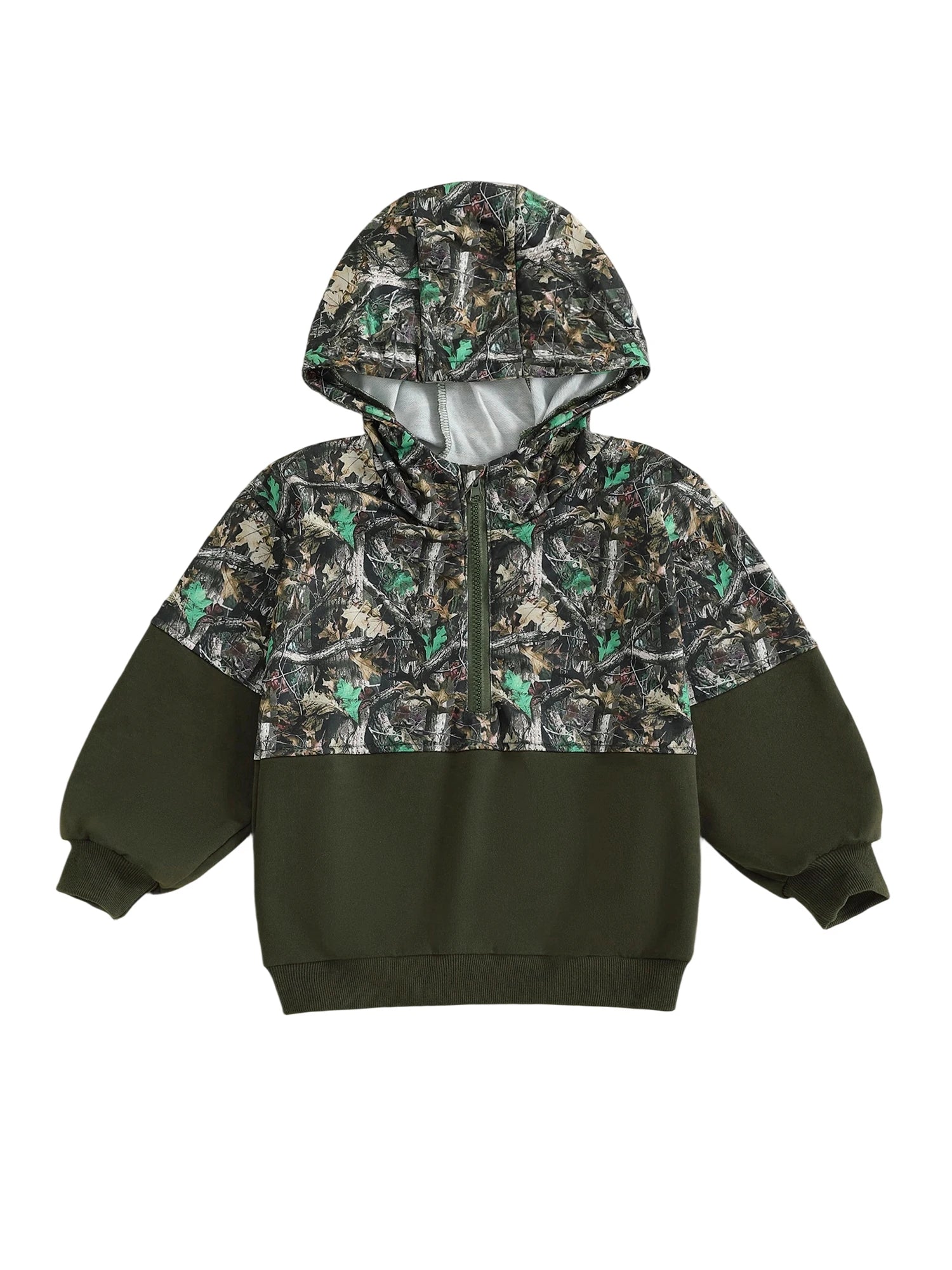 Children s Camouflage Print Half Zip-up Long Sleeve Hooded Sweatshirt/Casual Toddler Pullover Jacket Coat for Girls/Boys