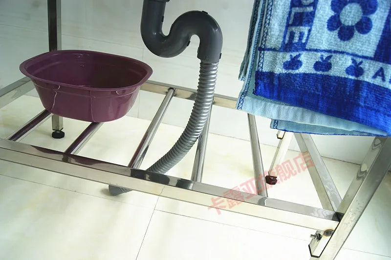 The Kitchen is Thick and Simple, Stainless Steel Double Sink, Single Sink, Double Sink, Large Single Sink with Bracket, Water Basin