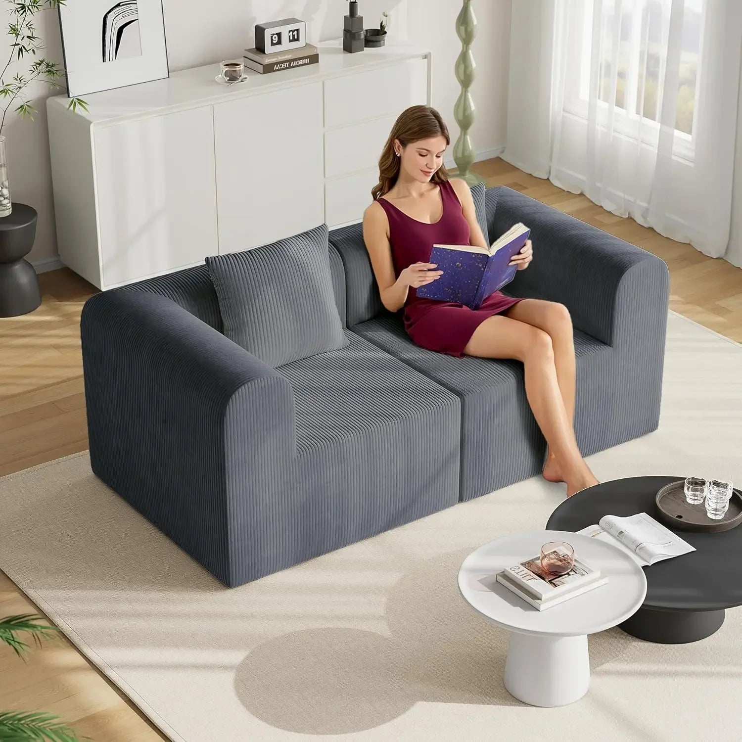L-Shape Modular Sectional Couch Deep Seat High Density Memory Foam Cloud