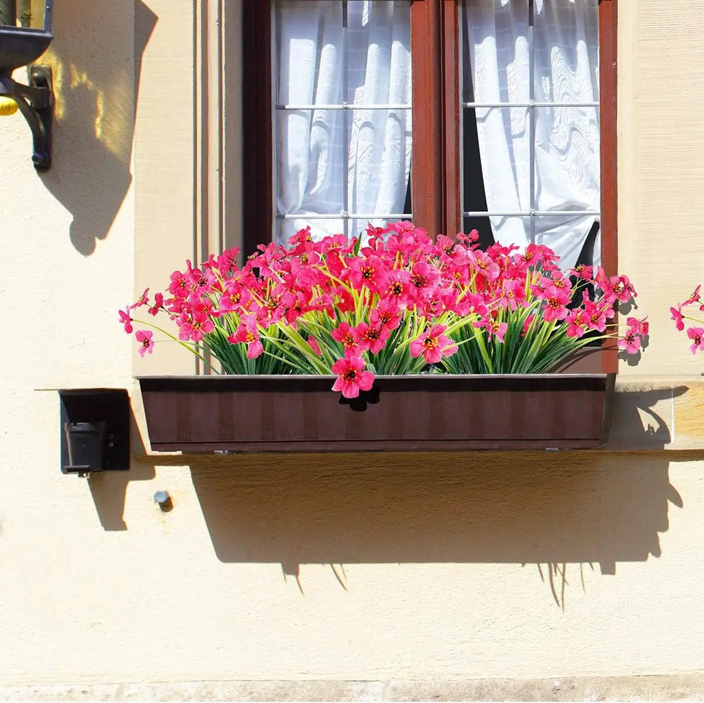 20 Bundles Artificial Flowers Outdoor UV Resistant Fake Flowers No Fade Faux Plastic Plants ,Garden ,Porch, Window Box Deco