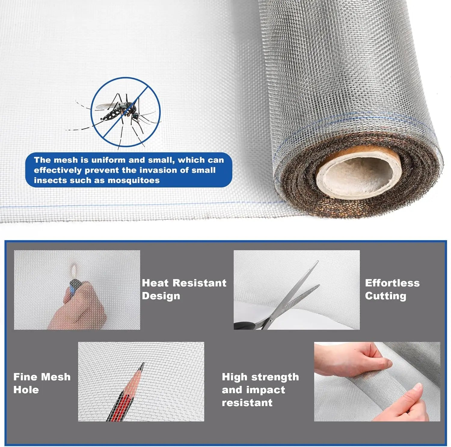 Stainless Steel 304 Window Screen Mesh, 47 Inches by 100 Feet Roll, Metal Replacement for Doors, Patios