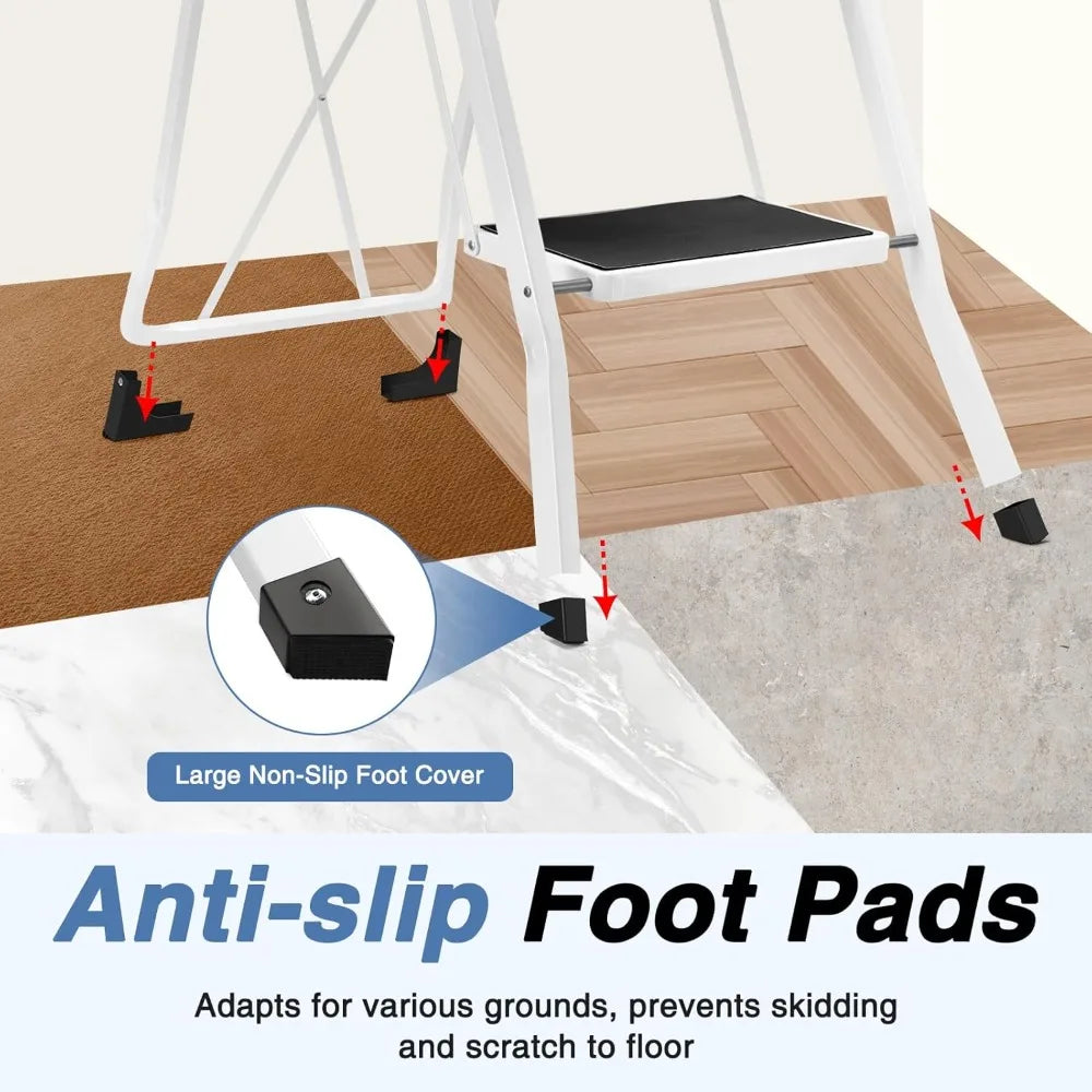 4 Step Folding Step- Stool/ Foldable for Adults with Handrails Heavy Duty Foldable Stepping Stool with Wide Anti-Slip Steps